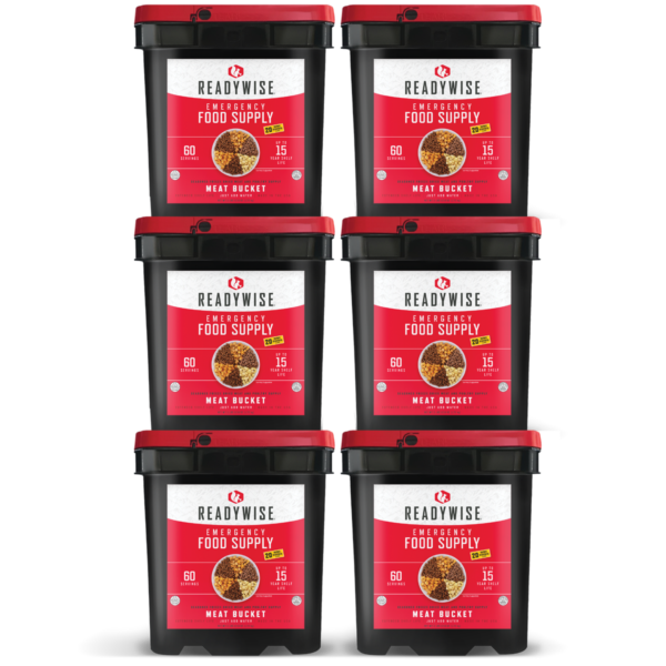 360 Serving Meat Package Includes: 6 Freeze Dried Meat Buckets